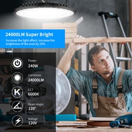 240W 4PACK UFO LED High Bay Light, High Bay LED Lights 36,000LM(1000W MH/HPS Eqv.) 110V~277V UL Certified Plug with Safety and high Brightness, Suitable for Commercial