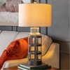 Crestview Collection Evolution Everly Glass Caged Table Lamp in Black