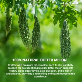 LeafLea Natural Bitter Melon Tea Bags, 40 Cundeamor Herbal Tea Bags – Melon Amargo Gohyah Fruit Tea | Wellness & Digestion Support | Caffeine-Free, Non-GMO, Sugar-Free, Vegan