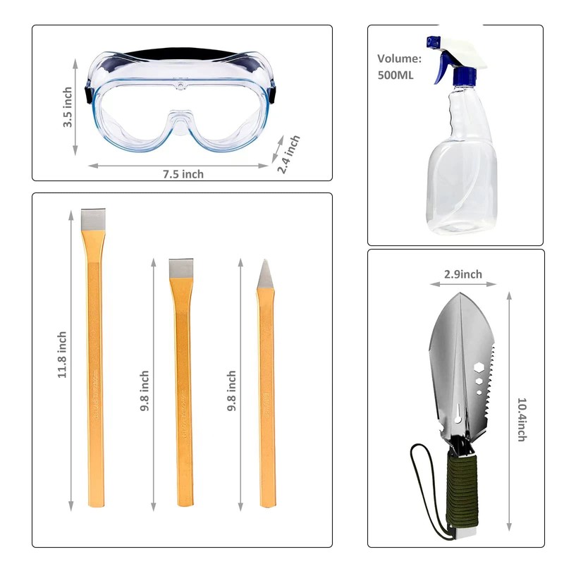 17PCS Geology Rock Pick Hammer Kit, 32oz Hammer & 3