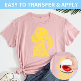 HTV Heat Transfer Vinyl - 12“ x 15FT Iron on Vinyl for Shirts, Fabric, HTV Vinyl for Cricut Machine - Easy to Cut & Weed for Heat Vinyl Design (Yellow)