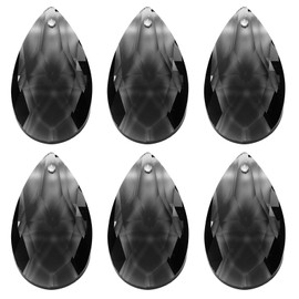 PATIKIL K9 Crystal Pendants Teardrop Beads, 6 Pack 38mm Chandelier Prisms Parts Hanging Beads DIY Lamp for Arts Crafts Decoration, Light Black