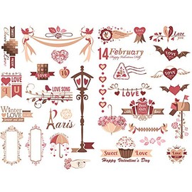 Seasonstorm Happy Valentine's Day Precut Anti-UV Waterproof Decoration Album Planner Stickers Scrapbooking Diary Sticky Paper Flakes (PK031)