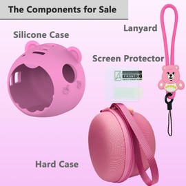 JCHPINE Hard Carrying Case and Silicone Cover Compatible with Punirunes Interactive Digital Toy, Protective Case for Punirunes Virtual Pet Squishy Characters with Screen Protector (Pink Case)