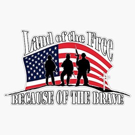 HOF Trading Land of The Free Because of The Brave Vinyl Sticker Waterproof Decal Laptop Wall Window Bumper Sticker 5"