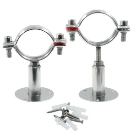 1 Pcs 2inch Adjustable Ceiling Pipe Support Stainless Steel Pipe Bracket OD Pipe 48-51mm, Wall Mount Clamp Bracket Kit with Screws, Ideal for Pipe, Tube or Rod Fixing (50-95mm)