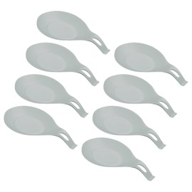 uxcell Silicone Spoon Rest, 7.68" x 3.74" Heat Resistant Kitchen Utensil Holder Spatula Ladle Rest for Counter Stove Top, Light Gray 8Pcs