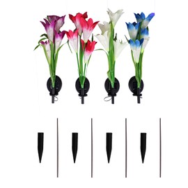 TOPROAD Outdoor Solar Garden Stake Lights，4 Pack Garden Lights，16 Solar Lily Flower Lights Waterproof 7 Colors Changing LED Solar Powered Lights for Garden,Patio,Backyard