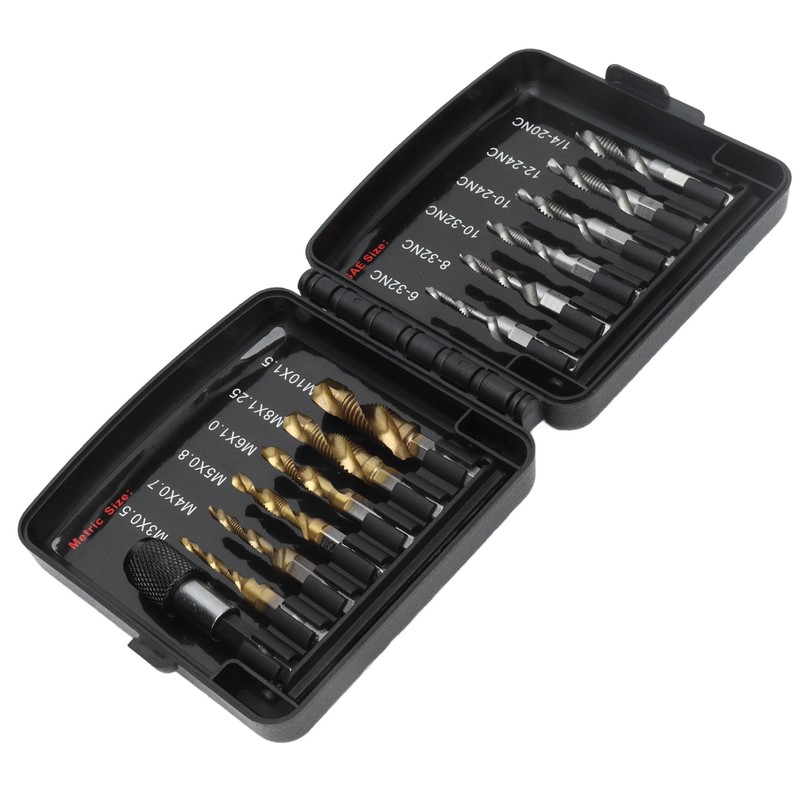 Combined Tap Drill Bit Set HSS Metric Ti Plated System