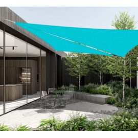 Windscreen4less 10'x24'x26' Waterproof Sun Shade Sail Triangle Shade Canopy Cover UV Block with Hardware Kit for Backyard Patio Deck Balcony Pergola Garden Outdoor (Turquoise)