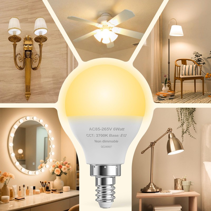 GOSCHE E12 LED Candelabra Light Bulbs, 60 Watt Equivalent, 120V