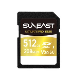 SUNEAST Ultimate Pro SDXC UHS-I V30 Card Max Read Speed 208MB/sS225 GOLD series 128GB 256GB 512GB U3 V30 C10 A2 RoHS CE FCC VCCI 5 Years (512, GB)