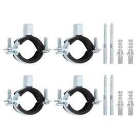 uxcell 4 Pcs Adjustable Pipe Bracket Clamp, 1-1/4"(32mm) Wall Ceiling Mount Split Ring Pipe Hanger Galvanized Iron Pipe Strap Support with Screw & Expansion Tube for Pipe Tube