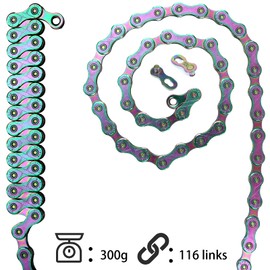 ZHIQIU 10 Speed 116 Links Bicycle Chain, Silver,Gold (1/2x11/128-Inch) Compatible with 9 Speed (Rainbow Color)