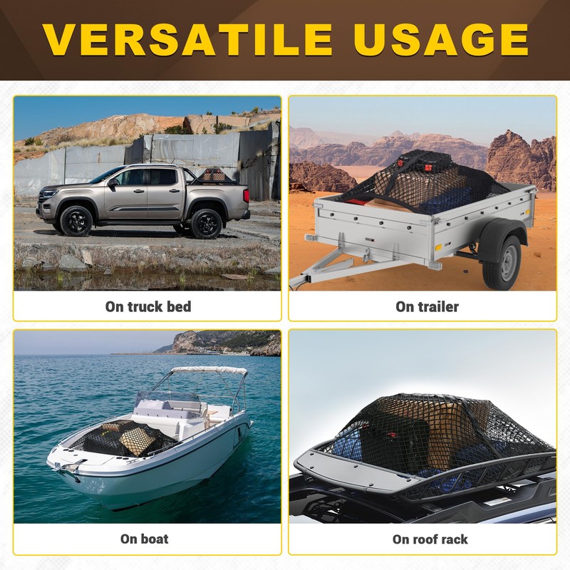 BUMBEE Truck Bed Cargo Net, Highly Elastic Double-Layered Stretchable up