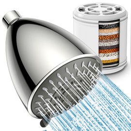 HOPOPRO 2-In-1 Filtered Shower Head, 5-mode High Pressure Shower Head and Pre-installed 18-stage Filter Cartridge for Hard Water Multi-Stage Water Softener Showerhead