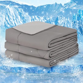 Cooling Comforter King Size 108"x90" Grey - Double-Sided Summer Cooling Blanket for Hot Sleepers & Night Sweats, Q-Max>0.5 Gifts for Women, Men,Breathable Soft Lightweight Silk Smooth