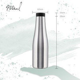 BOHORIA® Thermos Flask 900 ml One Click Opening Thermos Flask | Thermos Flask | Jug for Coffee, Tea & Water | Stainless Steel | New Edition (Stainless Steel)