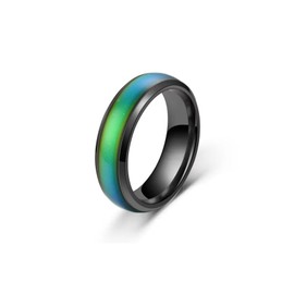 QKEOISUD Color Changing Ring Black Titanium Steel Mood Thermochromic Band Rings for Boyfriend Girlfriend Couple Fashion Jewellery