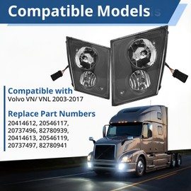High Soar Fog Light for Volvo VNL VN (2004-2015) Truck,Front DRL Lamp with Bulbs Fog Lights Assembly Replacement Waterproof Clear for Volvo VNL VN Driver&Passenger Left&Right Universal Side (A Pair)