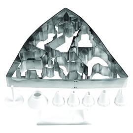 Fox Run Nativity Scene Cookie Cutter Bake Set and Icing Kit for Christmas Gingerbread, 21-Piece, Metallic