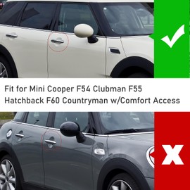 GearUp 4PCS Door Handle Cover Compatible with Mini Cooper F54 Clubman F55 Hatchback F60 Countryman w/Comfort Access Carbon Fiber Printing Door Handle Caps (w/Push Button)
