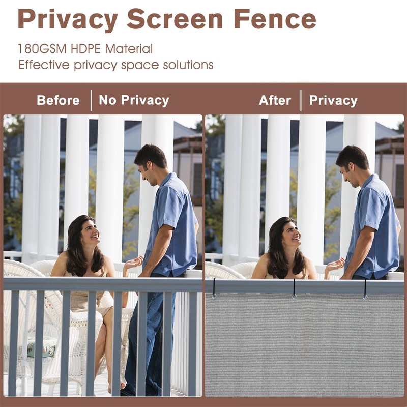 SUNNY GUARD 2.5/2.6/3/3.3/4/5/6/8 Balcony Privacy Screen Fence, Apartments Railing, Heavy