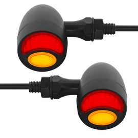 FATECIM Bullet Motorcycle LED Rear Turn Signals, Motorcycle Duolamp Brake Tail Light, Motorcycle Blinkers Indicators for Harley Honda Yamaha Suzuki Kawasaki Cruiser Chopper Bobber Black