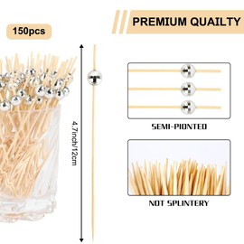 150 Pcs Cocktail Picks Disco Ball Decor 4.7 In Decorative Toothpicks For Appetizers Silver Disco Decor Cocktail Toothpicks Cocktail Skewers For Drinks Cocktail Toothpicks For Drinks Disco Party Decor