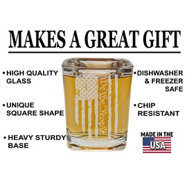 Rogue River Tactical Square US Constitution We The People USA Flag Tattered Shot Glass Gift For Military Veteran or Patriotic American