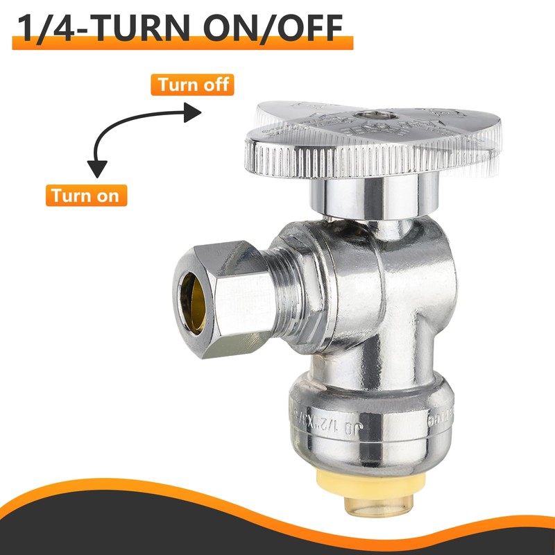 HeSun 5-PCs Push-Fit Angle Stop Valve, 1/2" Push x 1/4"