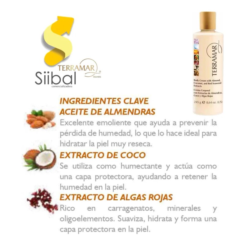 Crema Corporal Humectante Coco Almendra Algas Terramar 245