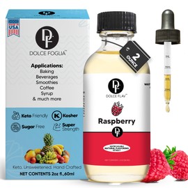 Dolce Flav Natural Raspberry Extract - 2 Ounce Water-Soluble Multipurpose Flavoring Ideal for Baked Goods, Beverages, Coffee, Desserts & Ice Cream - Perfect Kitchen Gift for Holidays