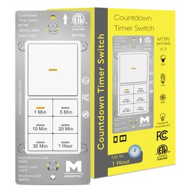 Minoston Countdown Timer Switch, 1-60 Min, Bathroom Fan Timer Switch, Adjustable LED Brightness, 120VAC Neutral Wire Req, ETL and FCC Listed, White (MT11N)
