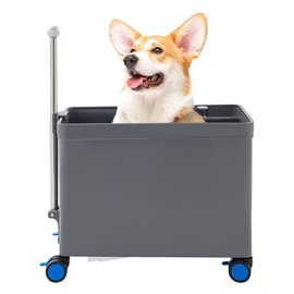 Floor Mop Sink, Freestanding Utility Mop Basin with Retractable Handle & Locking Casters, Large PP Cleaning Sink with Drain for Commercial, Garage, Laundry & Bathroom