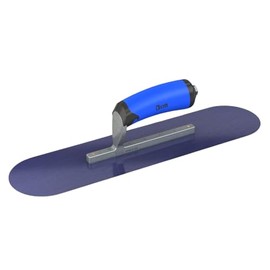 Bon Blue Steel Pool Trowel - 12" x 3" | Short Shank Round-End Concrete and Plaster Trowel with Comfort Wave Handle | Professional Finishing Tool for Pools and Curved Surfaces