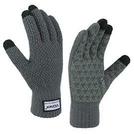 Winter Warm Touchscreen Gloves for Men and Women Touch Screen Fleece Lined Knit Anti-Slip Wool Glove (Gray, Medium)
