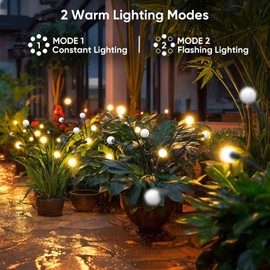 Solar Lights Outdoor Garden Decor: Waterproof Solar Firefly Lights for Yard Landscape Pathway Patio Lawn - Warm White Solar Powered Swaying Lights for Outside Lighting Decorations - 2 Pack 16 LED