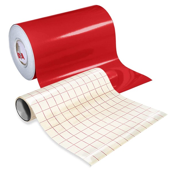 Red Glossy Roll of Oracal 651 Permanent Adhesive-Backed Vinyl for Craft Cutters, Punches and Vinyl Sign Cutters (12 Inch x 20 Foot + Transfer Paper roll)