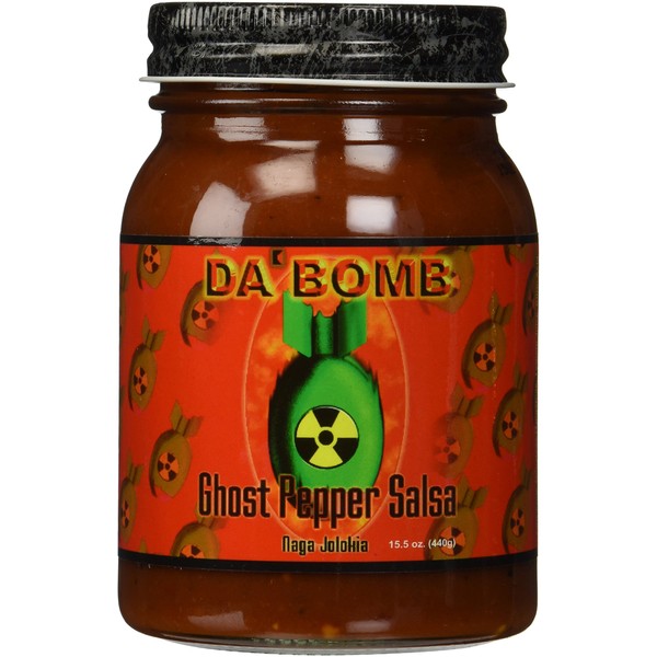 Da'Bomb - Ghost Pepper Salsa - 15.5 oz Bottles - Made in USA with Habanero & Jolokia Peppers- Non-GMO, Gluten Free, Sugar Free, Keto - Pack of 1