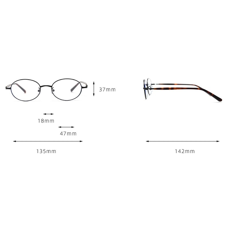 LIGOES Small Oval Glasses Frame Metal Glasses for Office Lady