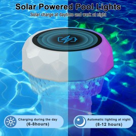Solar Pool Chlorine Floater with 4 Light Modes,Remote Control Floating Chlorine Dispenser for Pool,Adjustable Chlorine Tablet Floater for 1" & 3"(2pcs)