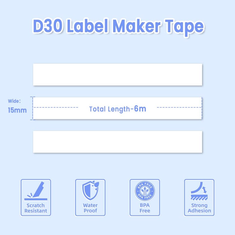 Phomemo D30 Continuous Label Tape - White Label Tapes, Thermal