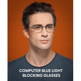 Cyxus 8752 Black Rim Glasses, Blue Light Reduction, UV Protection, Metal Frame, Stylish, Unisex, Black