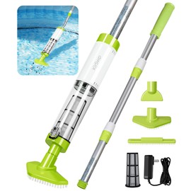 KlrSwp Handheld Pool Vacuum Cordless, Auto Start Spa Vacuum for Hot Tub with 3 Brush Heads, 2H Fast Charging Battery Pool Vacuum Running 90 Mins, Pool Cleaner Vacuum for Above Ground Pool-Lime Green