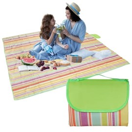 DBOO Large Waterproof Picnic Blanket 200 x 200 m Picnic Mat Portable Beach Mat With Carrying Handle Washable Reusable Tartan Camping Blanket