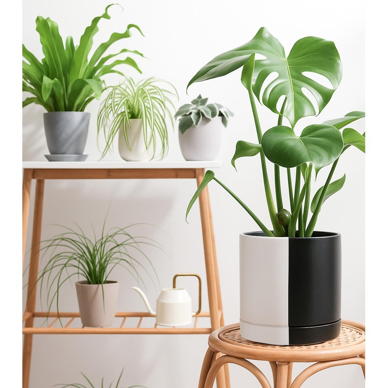 D'vine Dev 10 Inch Ceramic Planter Pot with Drainage Hole