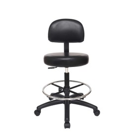 Chair Master Adjustable Chair for Exam Rooms, Labs, Doctor and Dentist Offices. Easy to Clean! 19"-27" Seat Height. 18" Foot Ring (Medium Bench Height, Black)