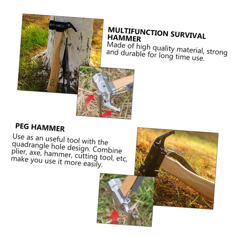 OSALADI Hexagonal Hammer Portable Outdoor Tool Axe Nail Puller for