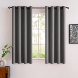 MIULEE Blackout Curtain Very Soft Solid Thermal Insulated Ring Top Decorative Darkening Curtain with Grommets for Living Room Bedroom Nursery Room 2 pieces 46" Wide by 54" Drop 117 x 137cm Grey